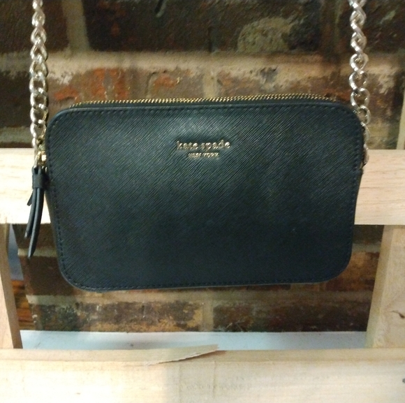 Kate Spade Harper black leather crossbody bag with gold chain & leather strap EU - Picture 2 of 16